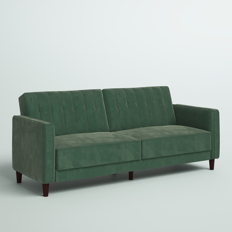 Perdue 81.5" Velvet Square Arm Convertible Sofa