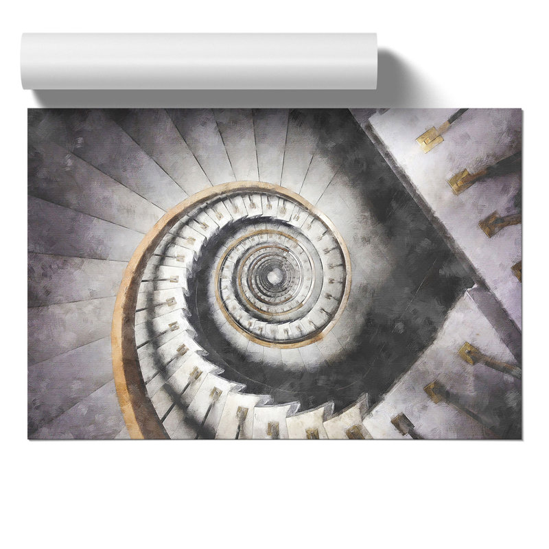 Spiral Starcase Architecture Painting - Frameless Print, 42cm H x 59cm W x 0.1cm D