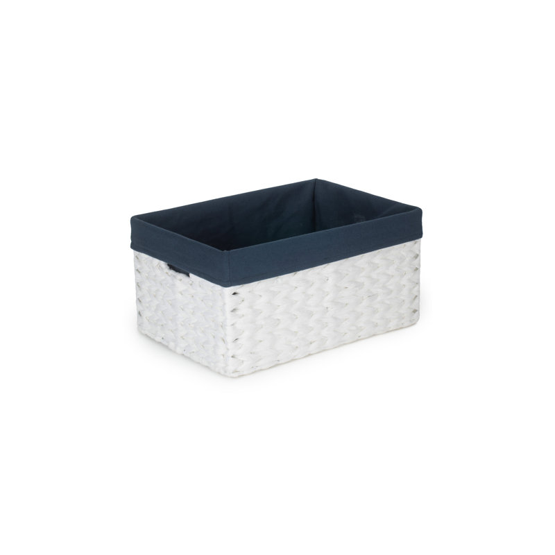 House Of Hampton Wicker Decorative Basket, 21cm H x 42cm W x 30cm D, White/Navy Lining