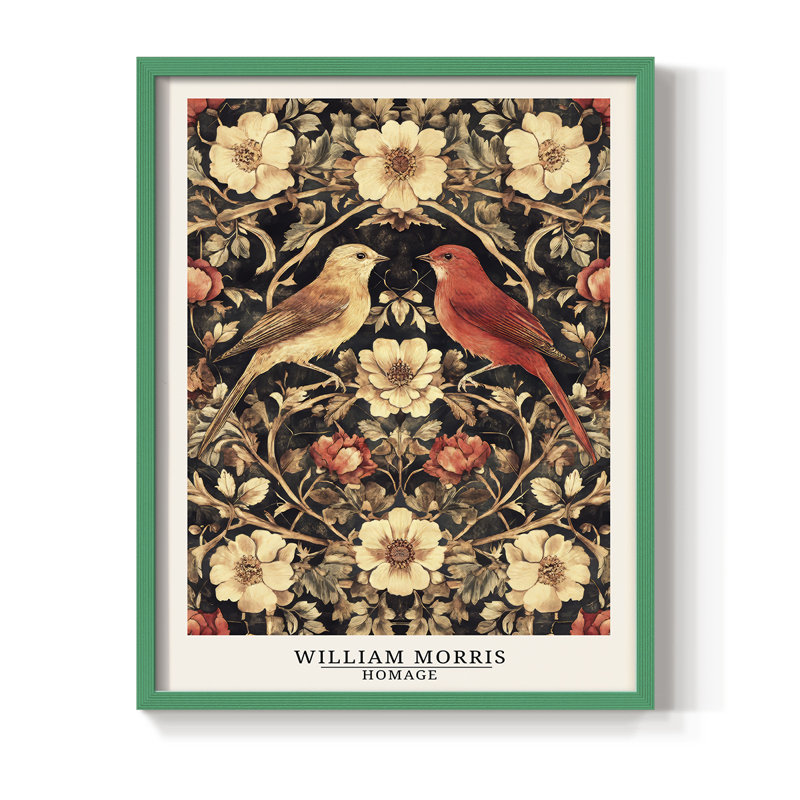 Imprimé encadré en bois massif de la série CDI de William Morris, Vert, H 30 po x l 24 po