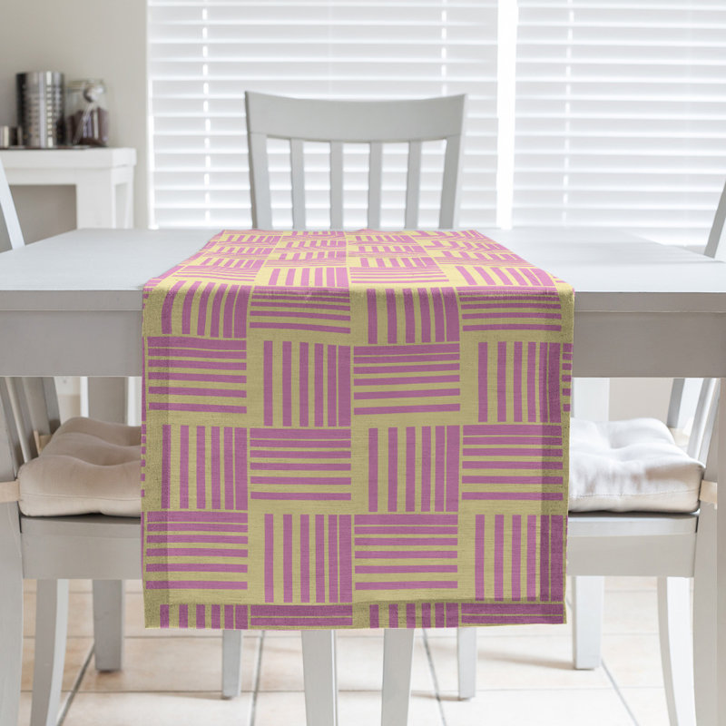 Fractured Stripes Table Runner, 16" x 90", Yellow/Pink