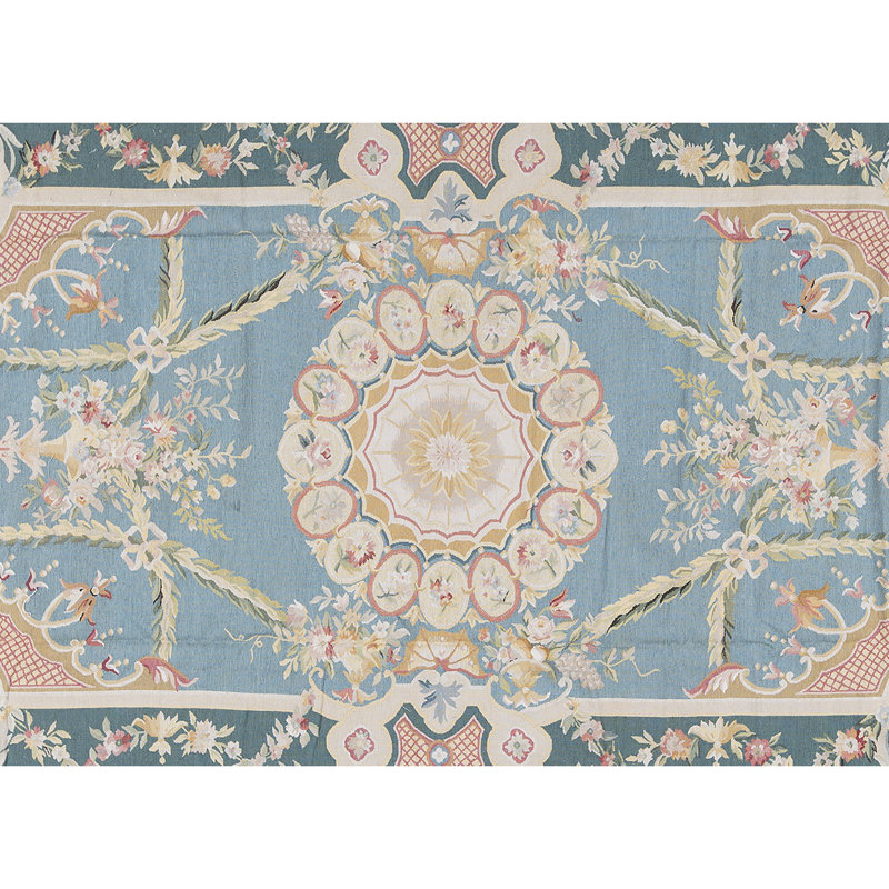 Hand-Knotted High-Quality Blue and Gold Area Rug