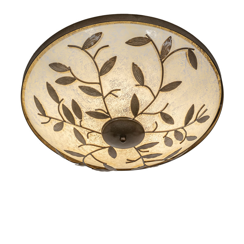 3 - Light Flush Mount, Antique Hammered Gold