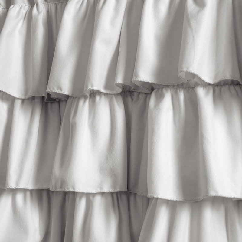 Belle Ruffled 84'' W Window Valance, Gray