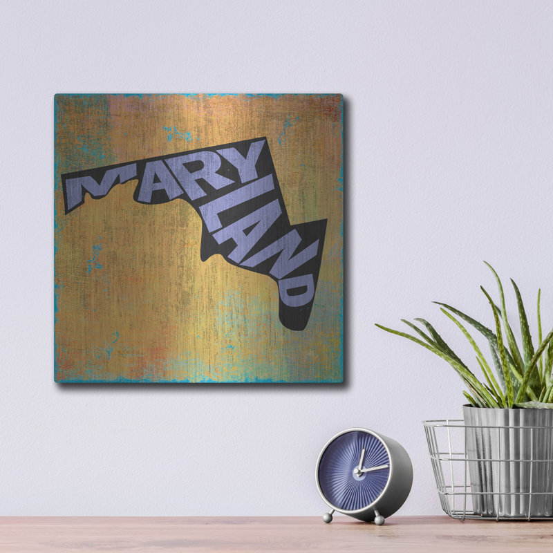Art mural luxueux en métal «Maryland» par Art Licensing Studio, 12 po x 12 po
