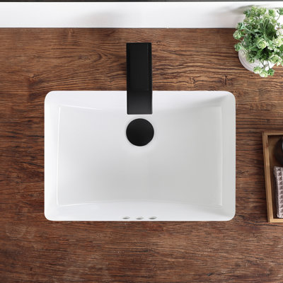 Undermount Bathroom Sink 18.4" X 13.0" Rectangular Undermount Sink Vitreous China with Overflow
