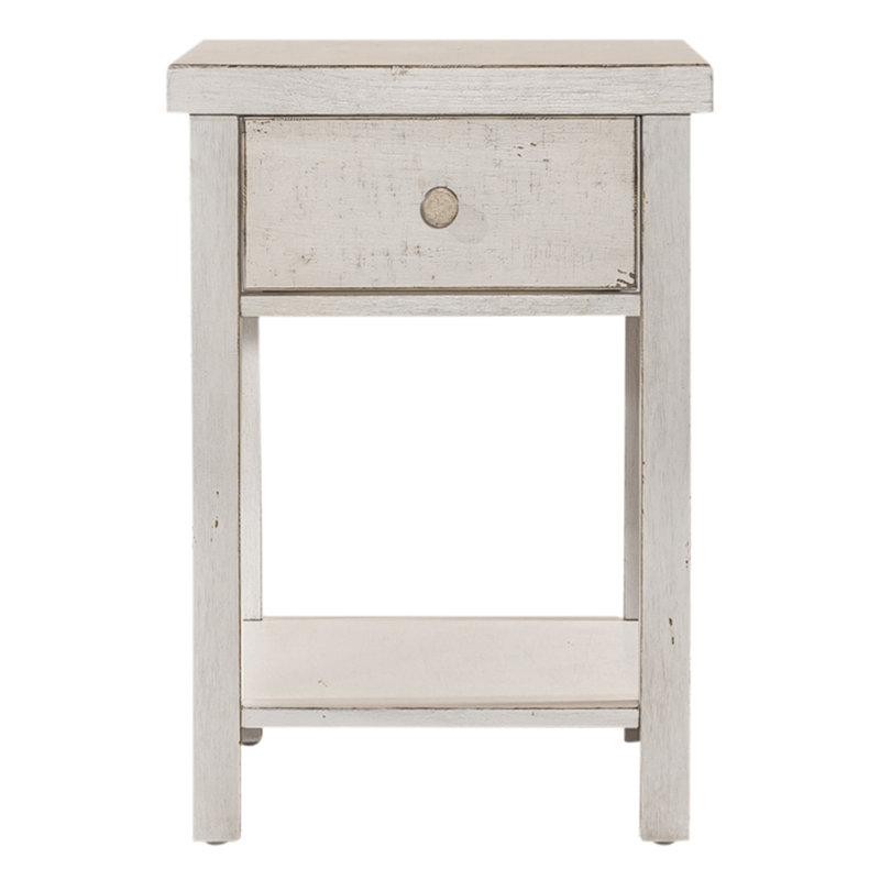 Drawer Chair Side Table, White