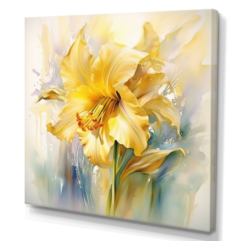 «Yellow Green Daffodils Natures Impression» sur toile, Toile tendue, H 16 po x l 16 po x P 1 po
