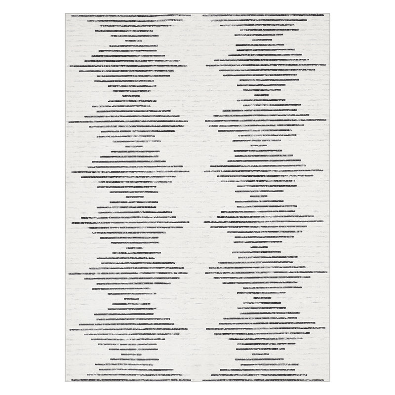 Modern Machine Washable Striped Rug for Living Room Non-Slip Low Pile Stain-Resistant Contemporary Geometric Soft Indoor Carpet for Bedroom Dining Room