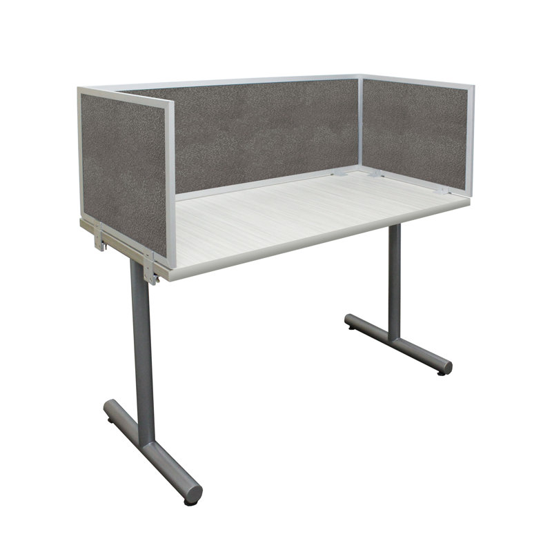 Panneau d'intimité acoustique fixé au bureau, Graphite, Aluminium, H 18 po x l 60 po x P 0,63 po