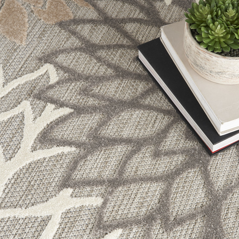 Tapis floral intérieur / extérieur Gean, Carré 5 pi 3 po