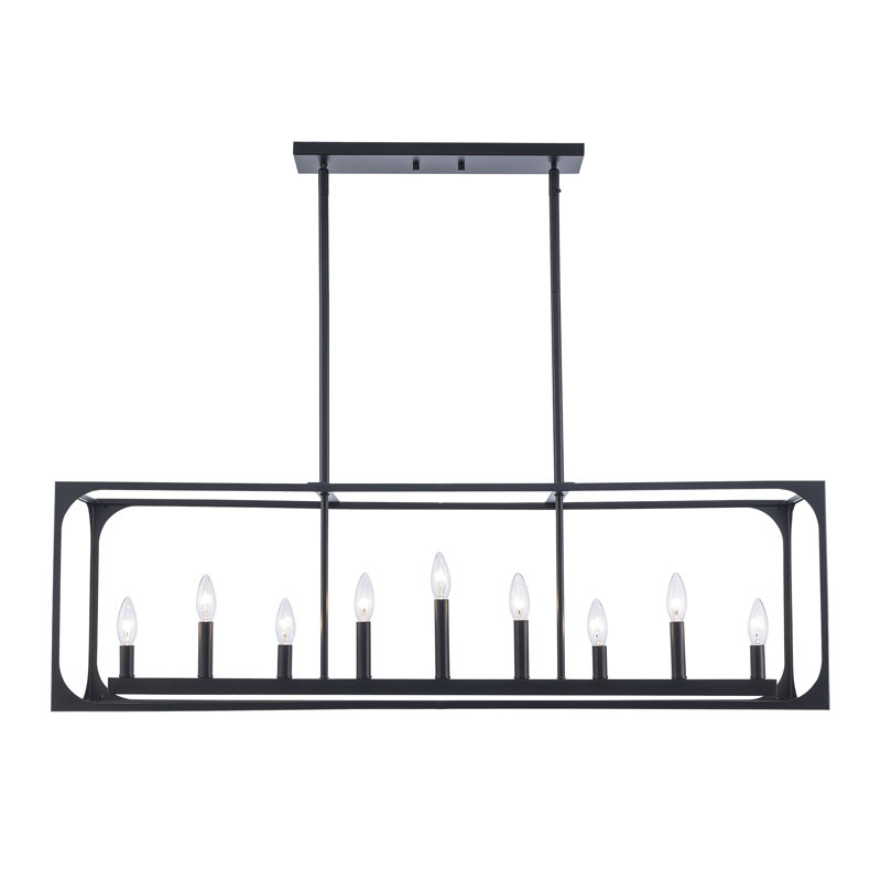Luminaire suspendu linéaire 9 lumières Marieliese, Noir