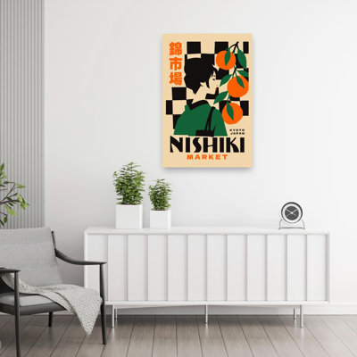 Nishiki Market Kyoto Retro Vintage City Fruit Wall Art Print 1 Piece Wrapped Canvas Wall Art
