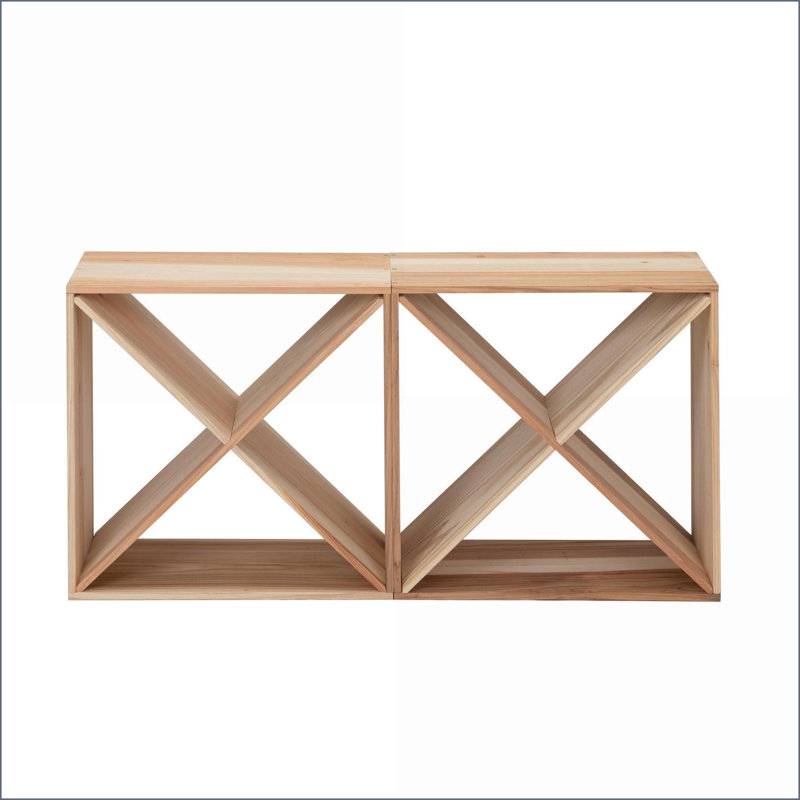 Ensemble de 2 porte-bouteilles de 24 cubes en bois de sapin naturel | Empilable | Bois de sapin | Planches de 0,47 po d'épaisseur