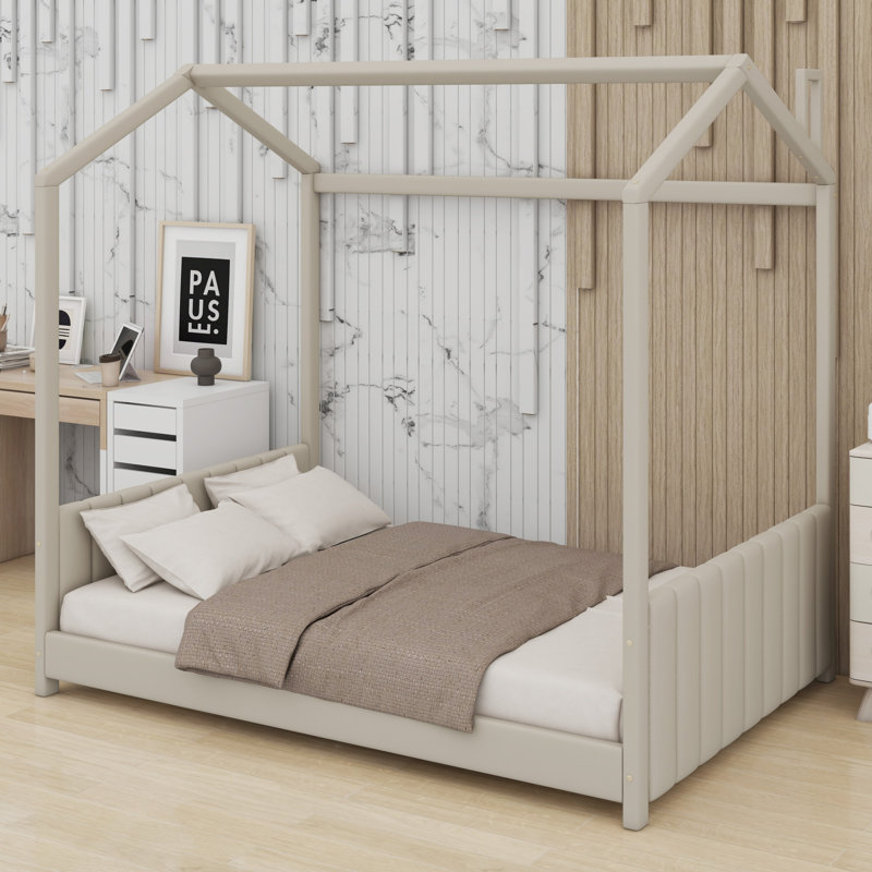 Lit en bois Velvet House, Beige