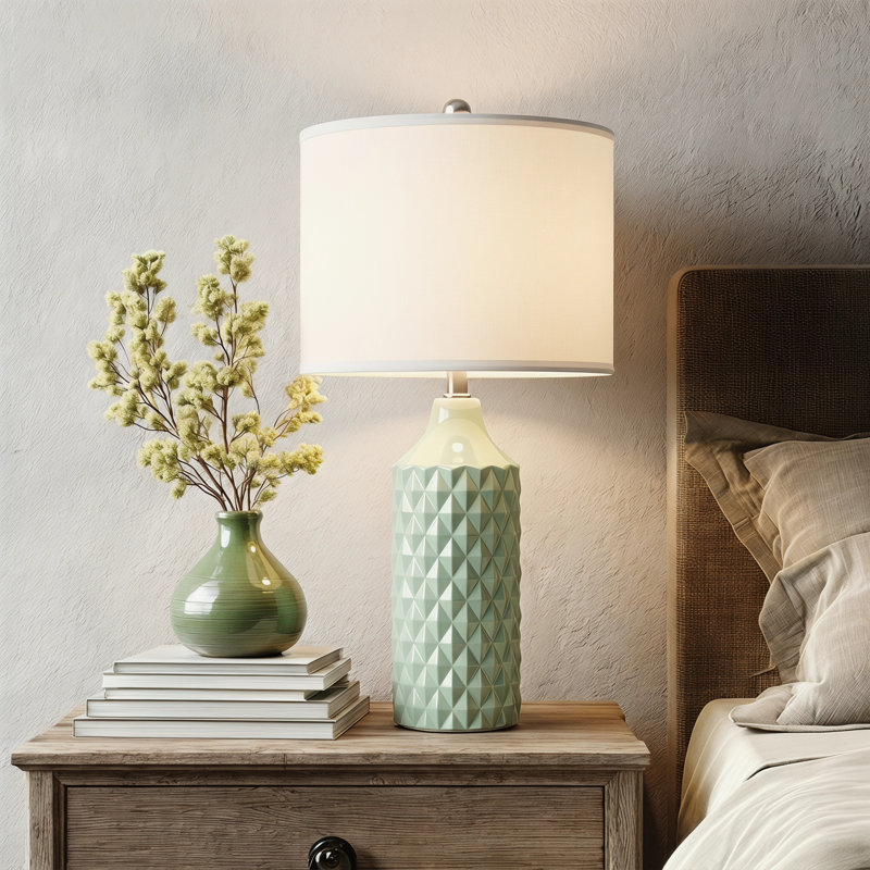 Creight Ceramic Table Lamp, Green