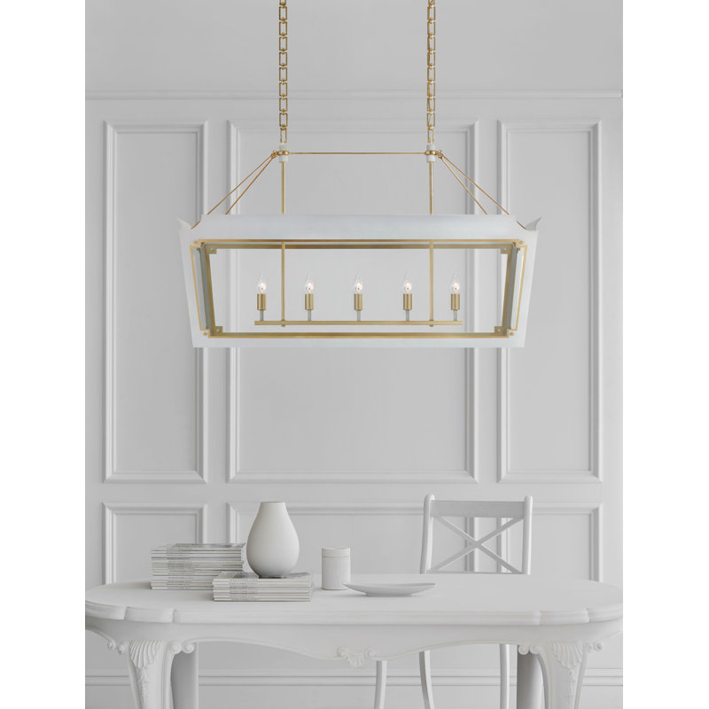 Julie Neill Caddo Medium Linear Lantern, Celadon/Gold
