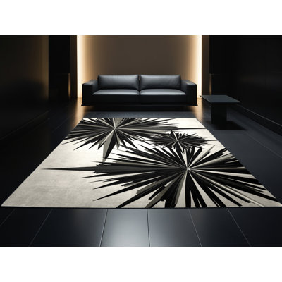 Tapis art déco lavabo à la machine gris et noir
