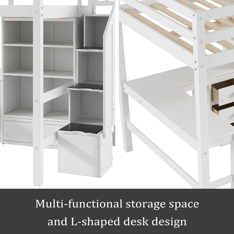 Lit mezzanine double, Blanc