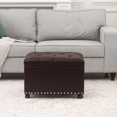 Antoanella Vegan Leather Ottoman by Ebern Designs