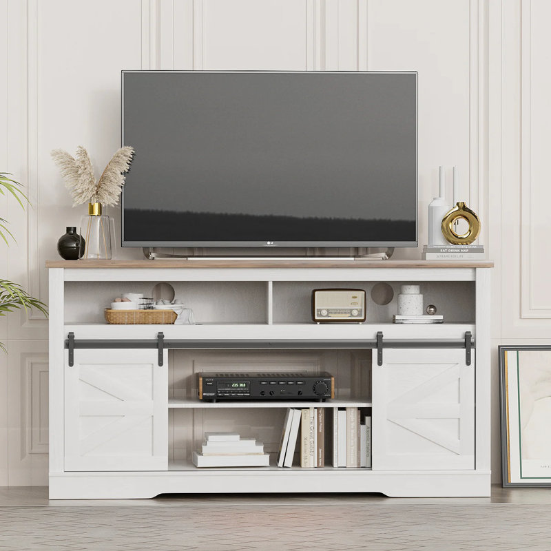 Thoa 58'' Media Console TV Stand For TVs Up To 65" With Electric Fireplace Included, White