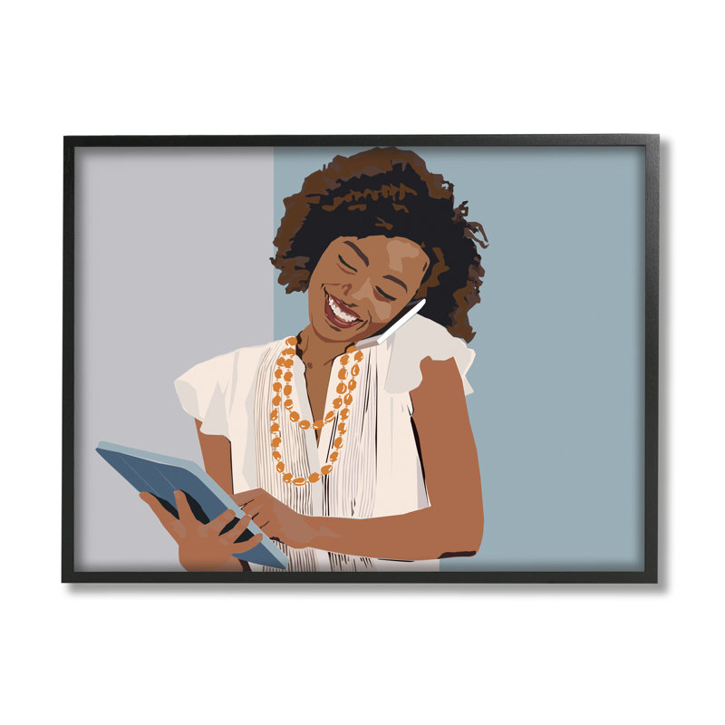 Portrait d'une femme professionnelle avec tablette, Giclée encadrée noir minuit, H 16 po x l 20 po