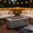 42" Rectangular Propane Fire Pit Table Set With Glass Wind Guard - 2-Piece Outdoor Patio Heater, 50,000 BTU