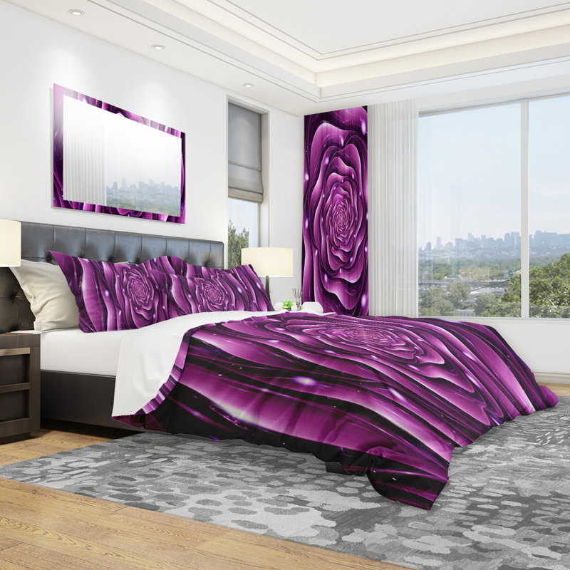 Mauve rose - ensemble de housse de couette abstrait - microfibre de polyester