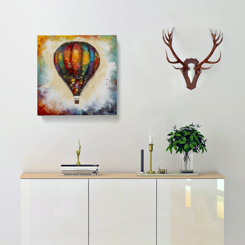 Hot Air Balloon Abstract Art No.1 - Wrapped Canvas, 50cm H x 50cm W x 3cm D