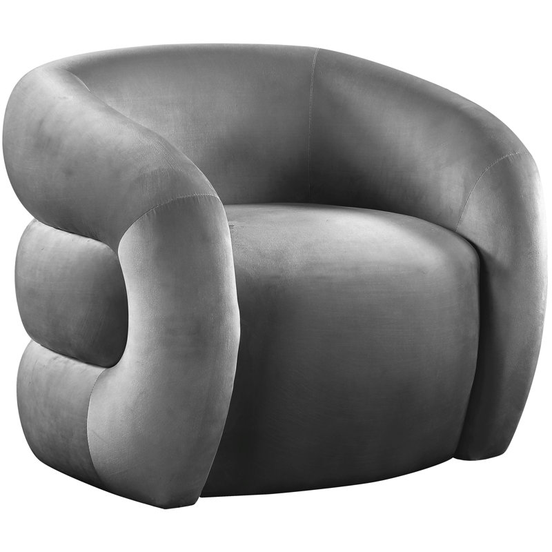 Fauteuil en velours l 33 po Joshan, Velours gris