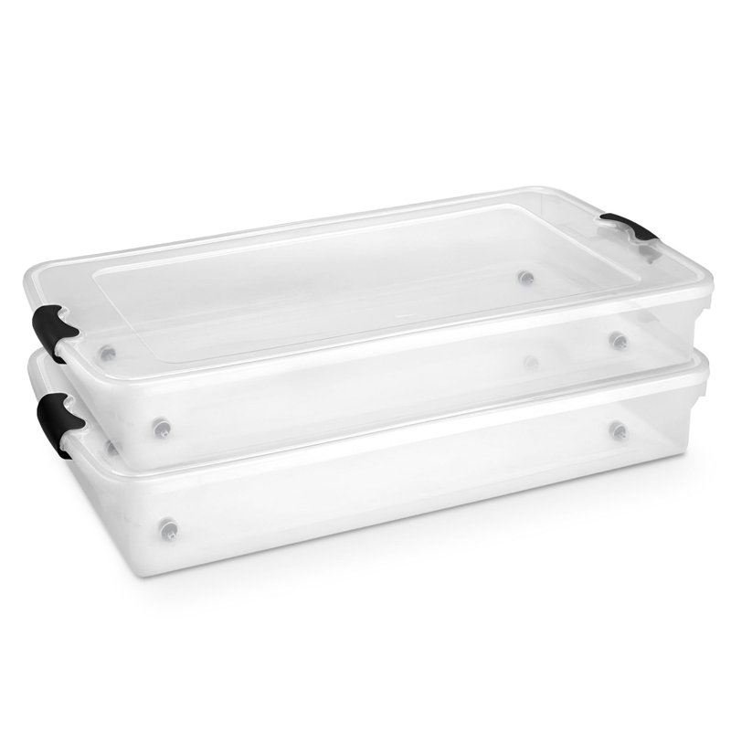 Bac de rangement sous le lit, paquet de 2 (gris), Gris