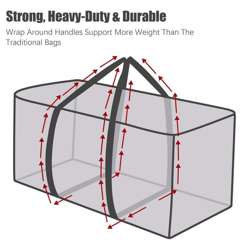 Set of 8 Clear Heavy Duty Foldable Storage Tote Bags with Black Handles