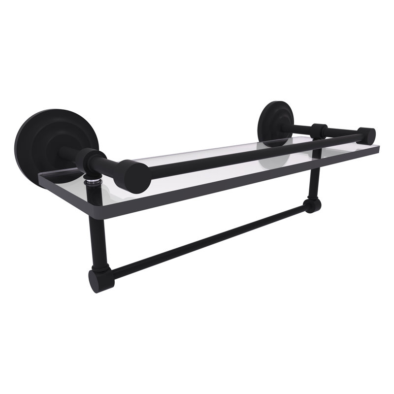 Leamore Bracket Shelf with Towel Bar, Matte Black
