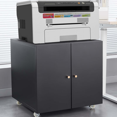 Office furniture Copier Cabinet black 2 door steel copier stand mobile pedestal file Printer Stand