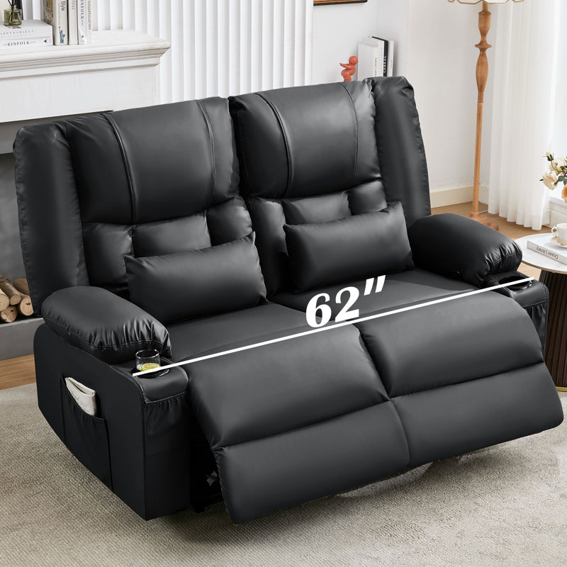 Causeuse inclinable surdimensionnée avec chauffeuse et massage, Noir