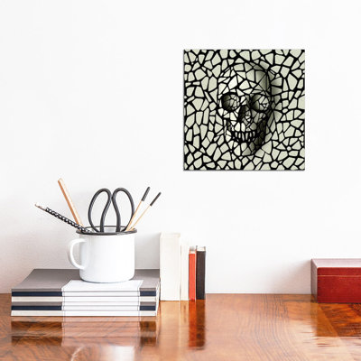 Mosaic Skull Mono by Ali Gulec - Wrapped Canvas Print
