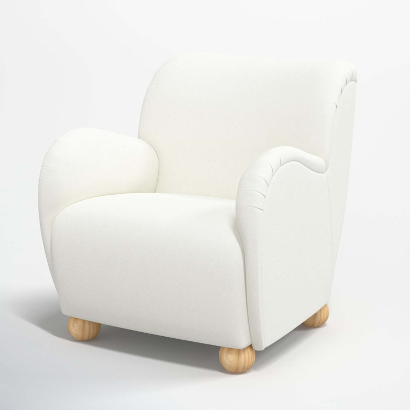 Cowen Polyester Armchair, Zuma White Textured Linen