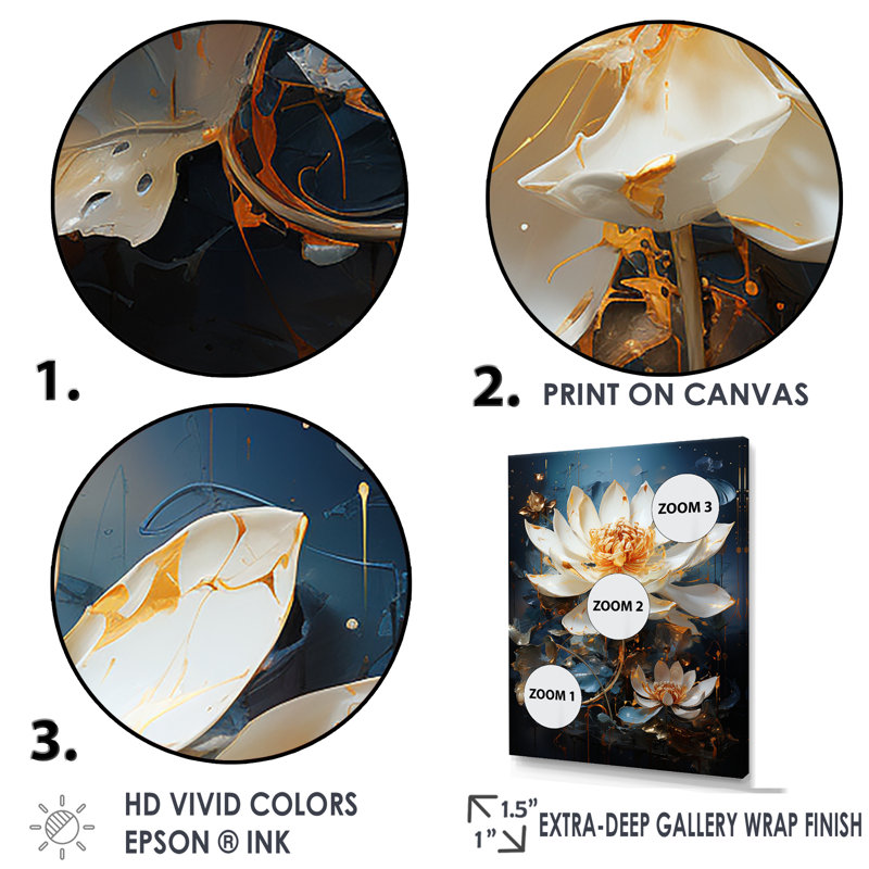 Opulent Reflections Lotus II sur toile, Cadre naturel flottant, H 32 po x l 24 po x P 1 po