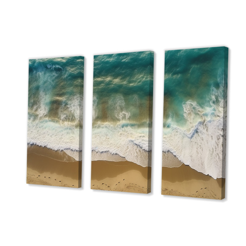Vue aérienne des vagues tranquilles 4 - plage, art mural, Toile tendue, H 28 po x l 36 po x P 1 po