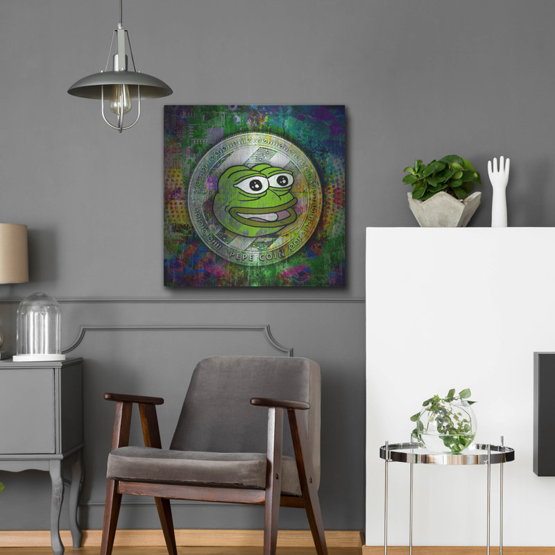 «PEPE Crypto Coin», art mural en métal, 24 po x 24 po, H 24 po x l 24 po