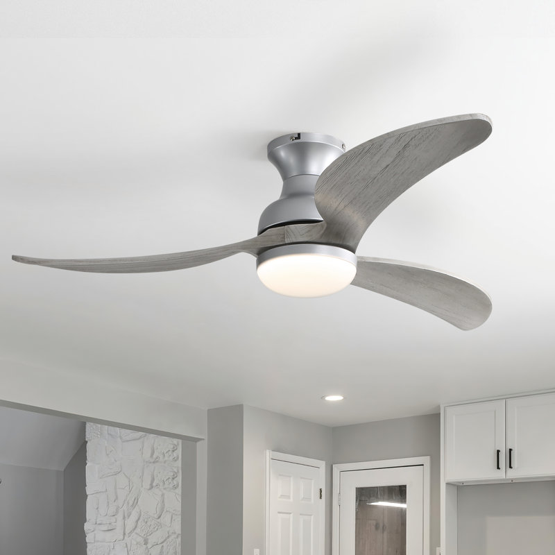 Nicola 52" W LED Ceiling Fan with Remote Control, Silver/Light Gray