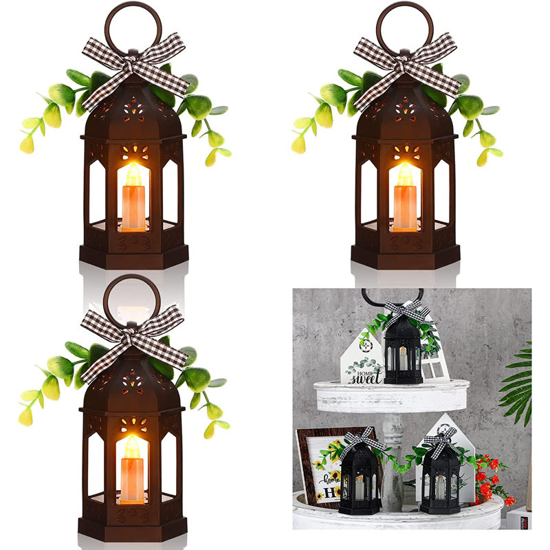 Ensemble de lanternes de table en verre 3 pièces avec bougie incluse