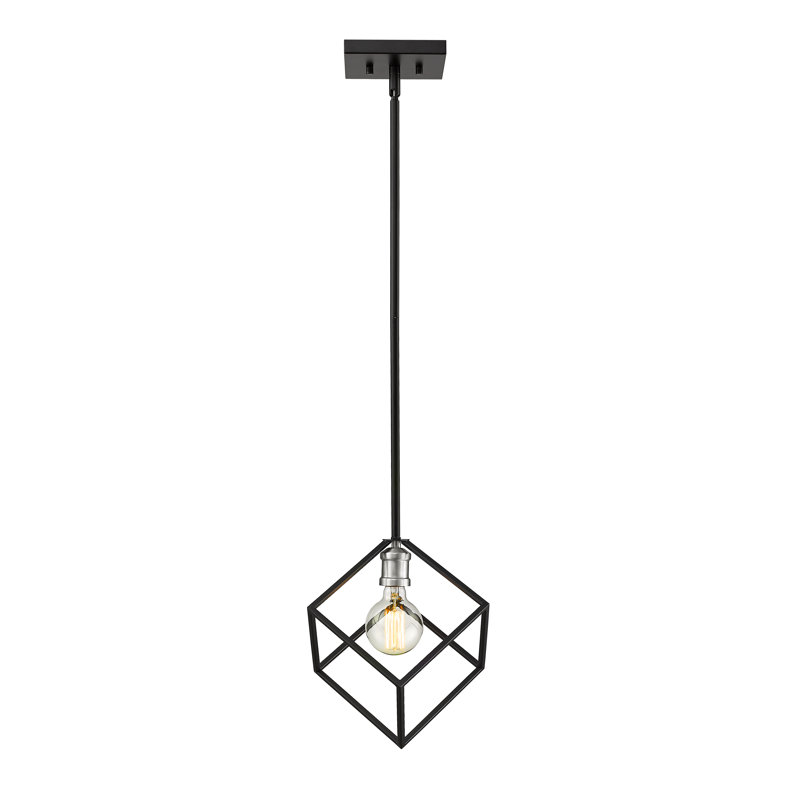 Luminaire suspendu géométrique 1 lumière Unia, Noir mat / nickel brossé