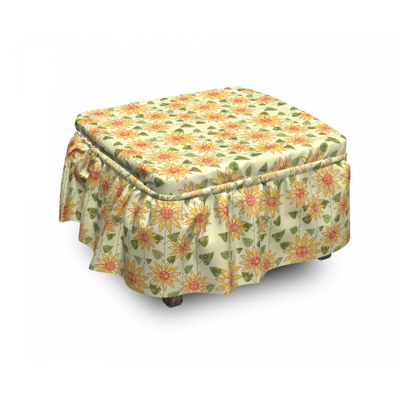 Ensemble de housse pour repose-pieds à coussins carrés 2 pièces en patchwork tournesol