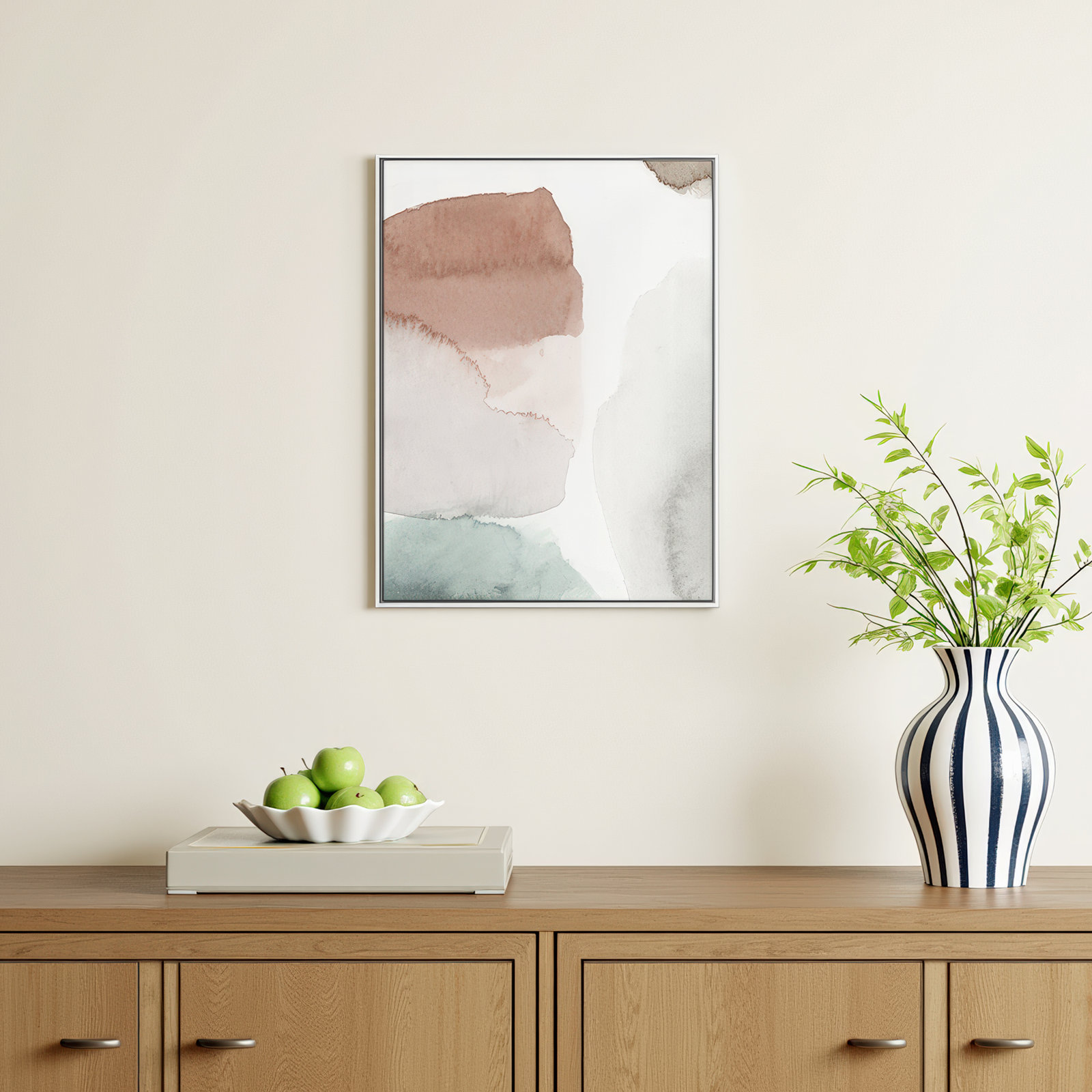 Weslyn "Hopeful II" Painting, White Framed, 41.5" H x 31.5" W x 2" D