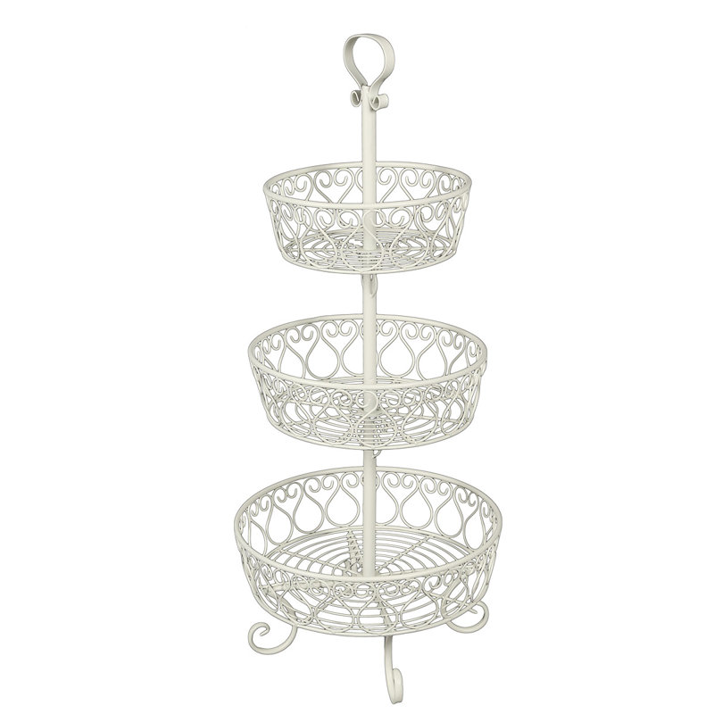 Fruit/Flower Etagere In Antique White H-80Cm