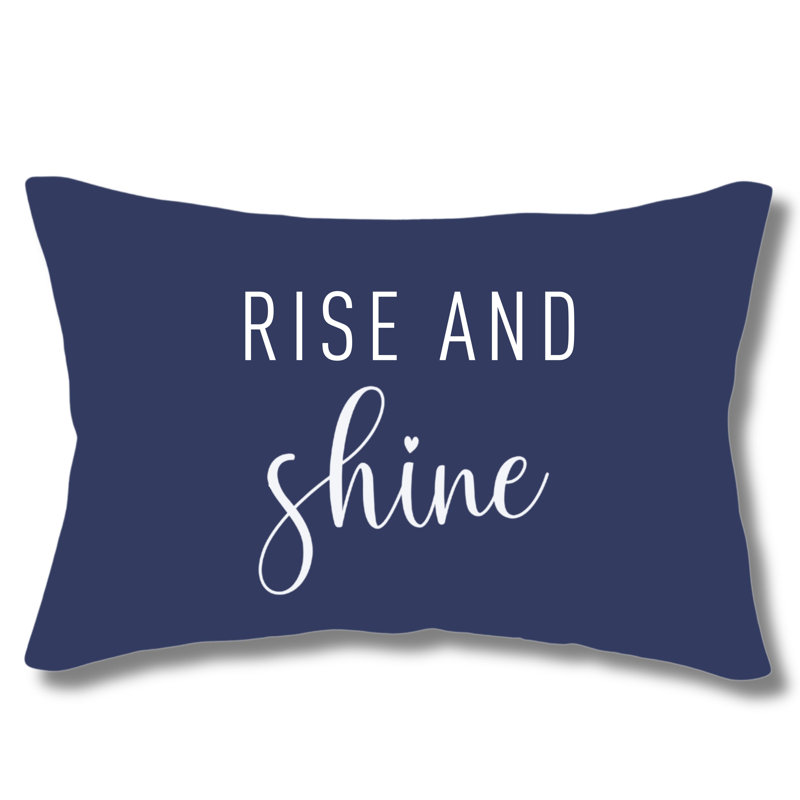 Rise And Shine - Decorative Typography Pillow, Rectangular 12"H x 20"W, Blue, Pillow Cover Only - No Insert