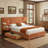 Modern Wide-Panel Upholstered Bed, Queen, Orange Velvet-324293339-324293341