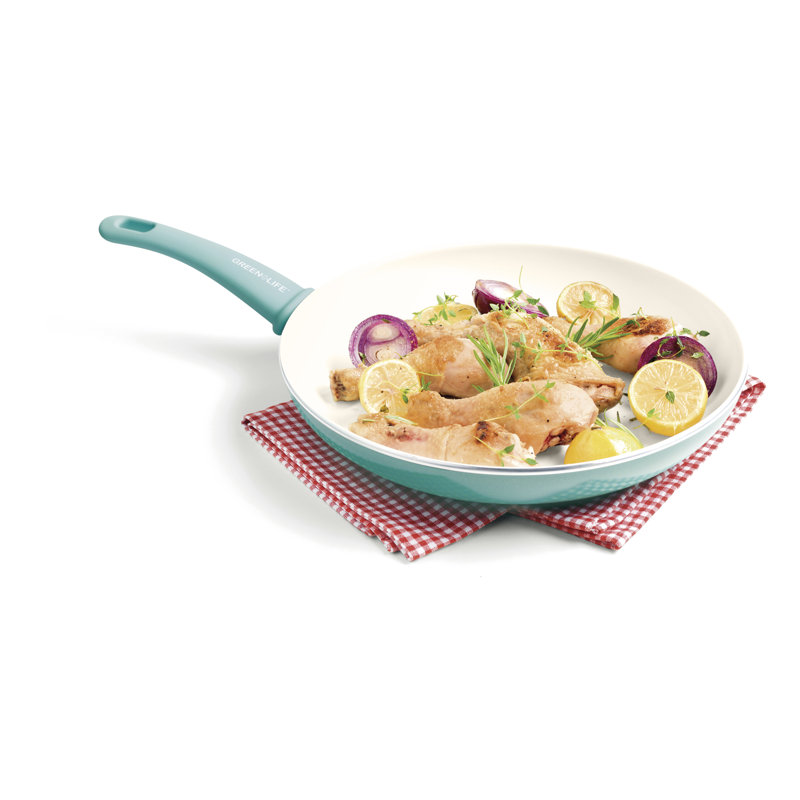 Turquoise Aluminum Ceramic Nonstick 2-Piece Fry Pan Set