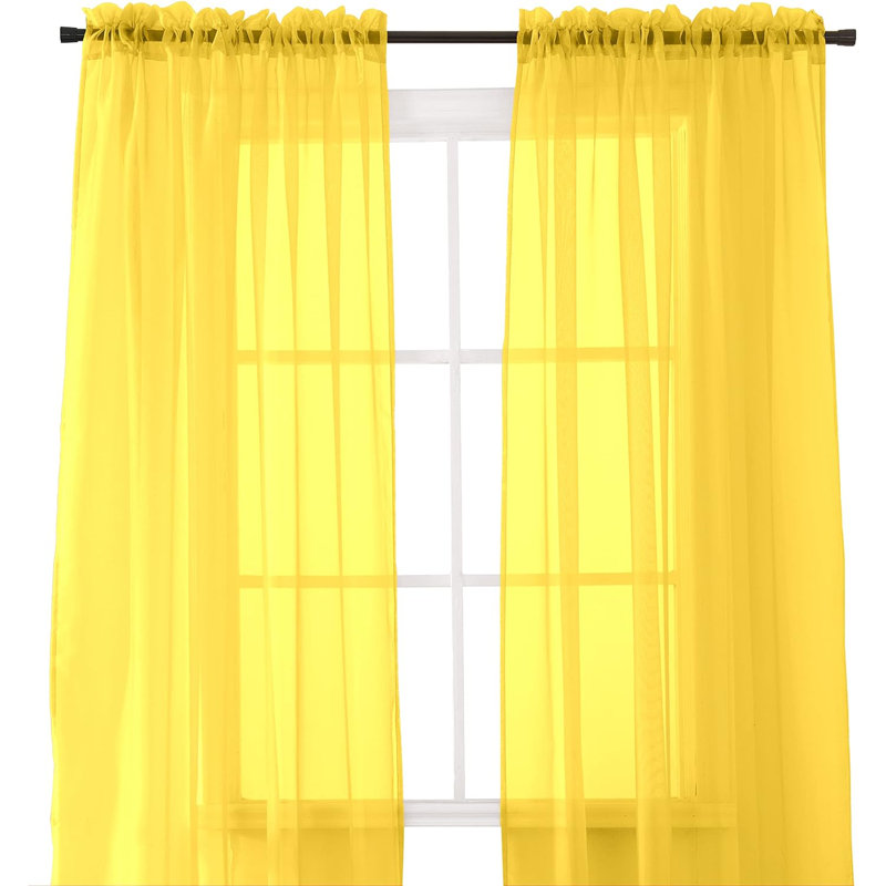 Yaelle Semi Sheer Curtain Pair, 60" W x 84" L, Red